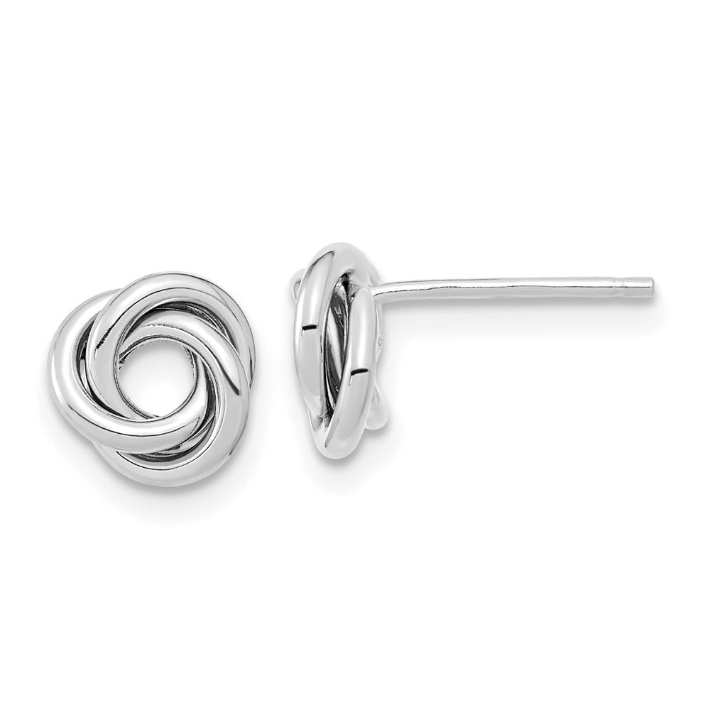 14k White Gold 8 mm Polished Love Knot Post Earrings (1.05 grams)