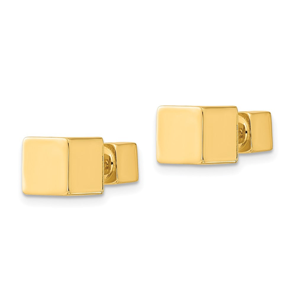 14k Yellow Gold 8.95 mm Cube Front & Back Post Screwback Earrings (3.64 grams)