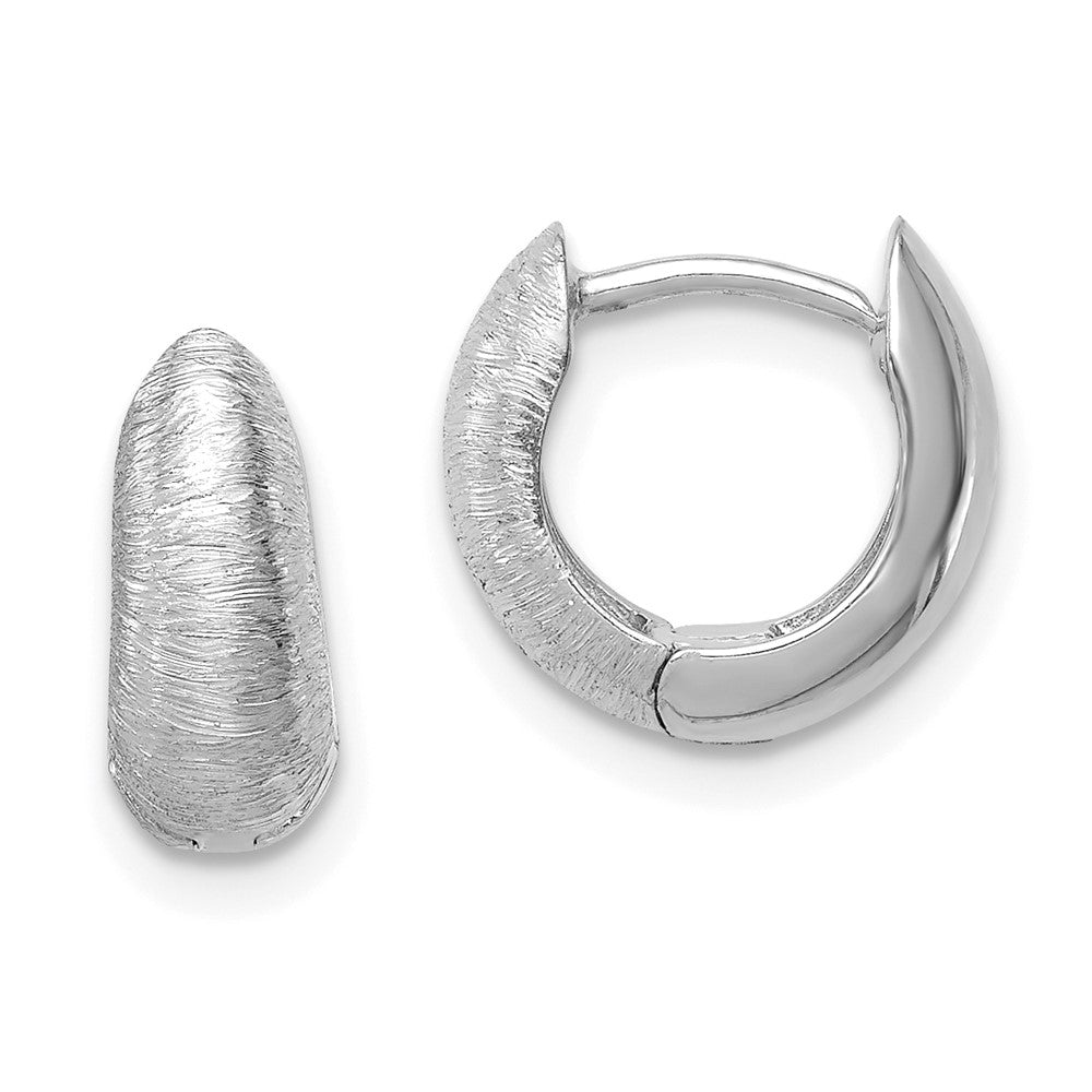 14k White Gold 11.2 mm  Textured Hoop Earrings (2.12 grams)