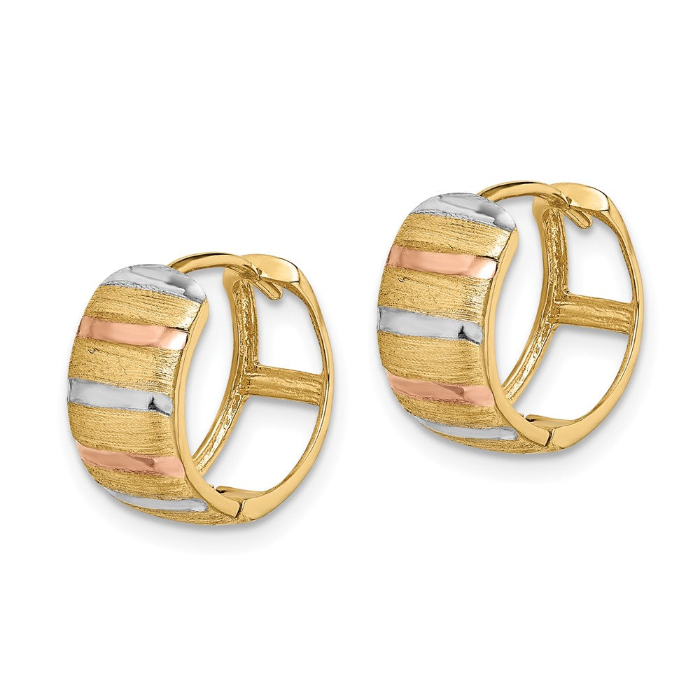 14k Yellow & Rhodium 13.5 mm  Hoop Earrings (2.79 grams)