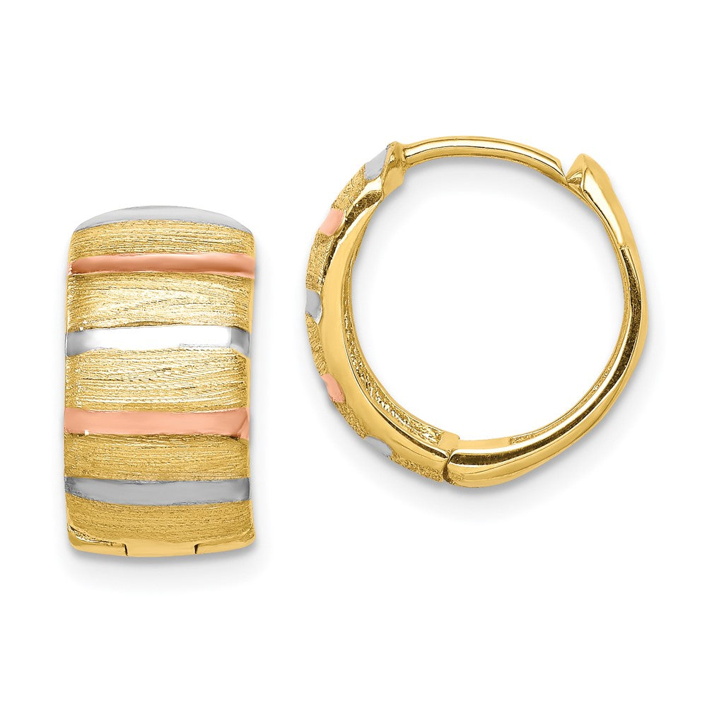14k Yellow & Rhodium 13.5 mm  Hoop Earrings (2.79 grams)