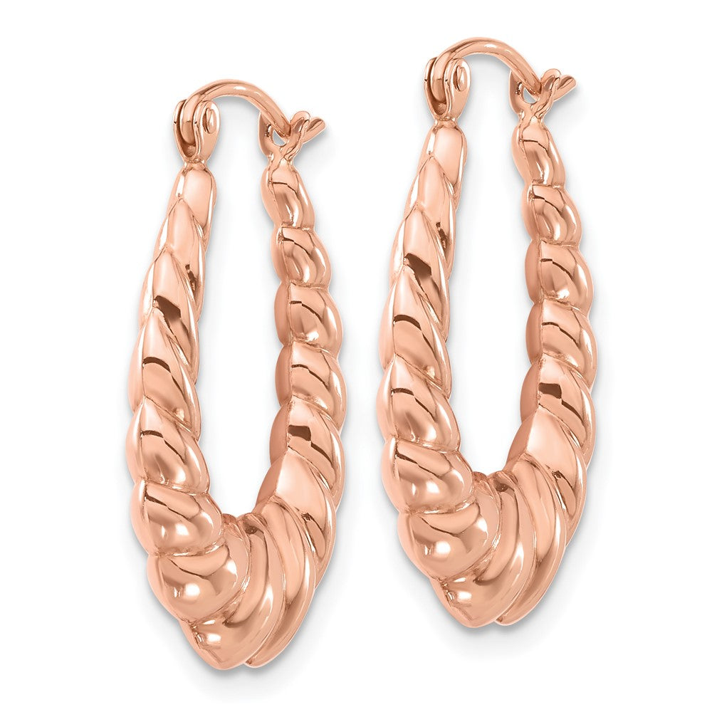 14k Rose Gold 18.35 mm Polished Twisted Hollow Hoop Earrings (1.79 grams)