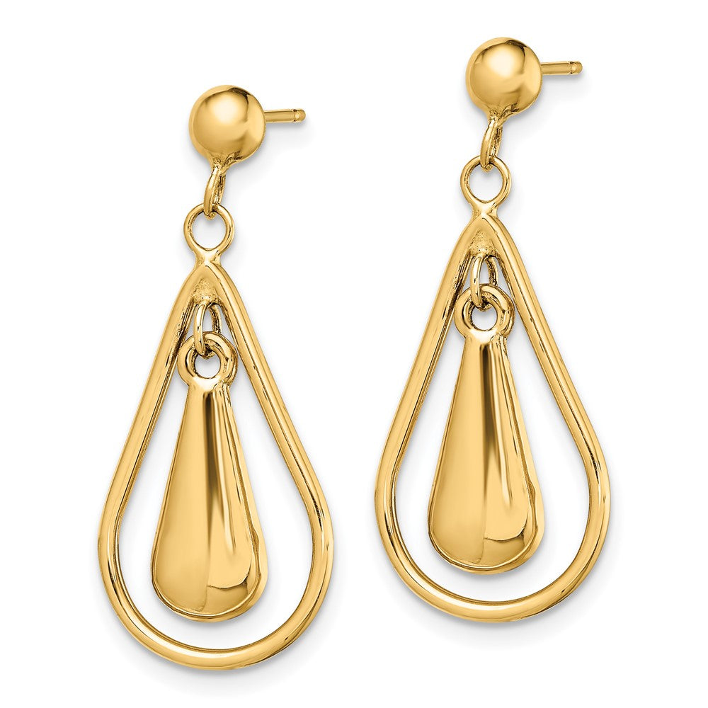 14k Yellow Gold 12 mm Polished Dangle Post Earrings (1.57 grams)