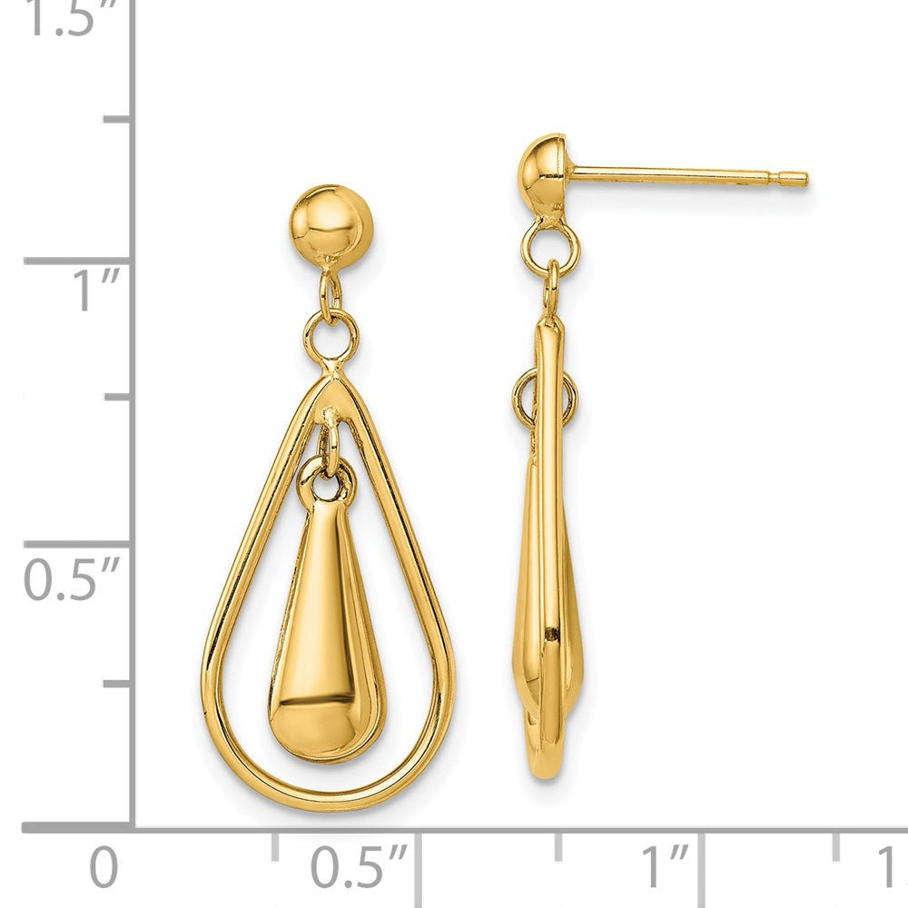 14k Yellow Gold 12 mm Polished Dangle Post Earrings (1.57 grams)
