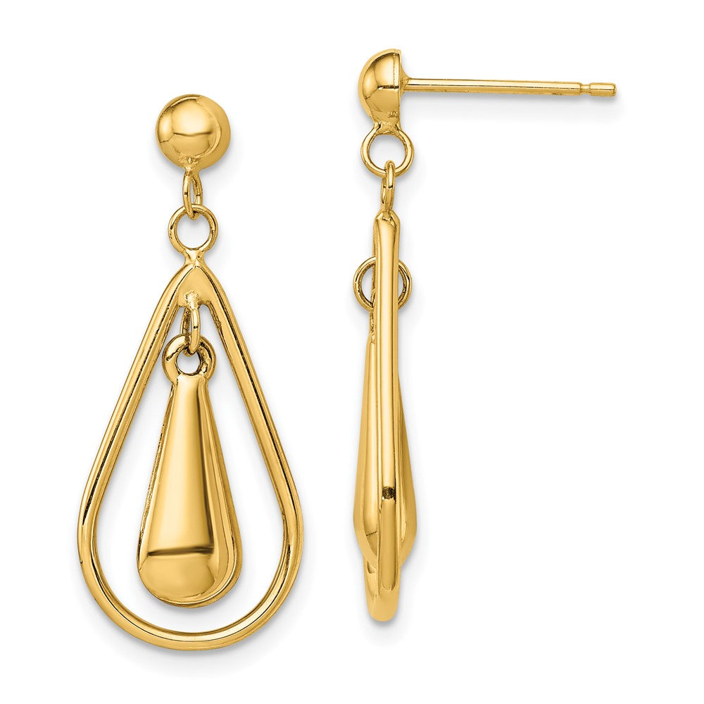 14k Yellow Gold 12 mm Polished Dangle Post Earrings (1.57 grams)