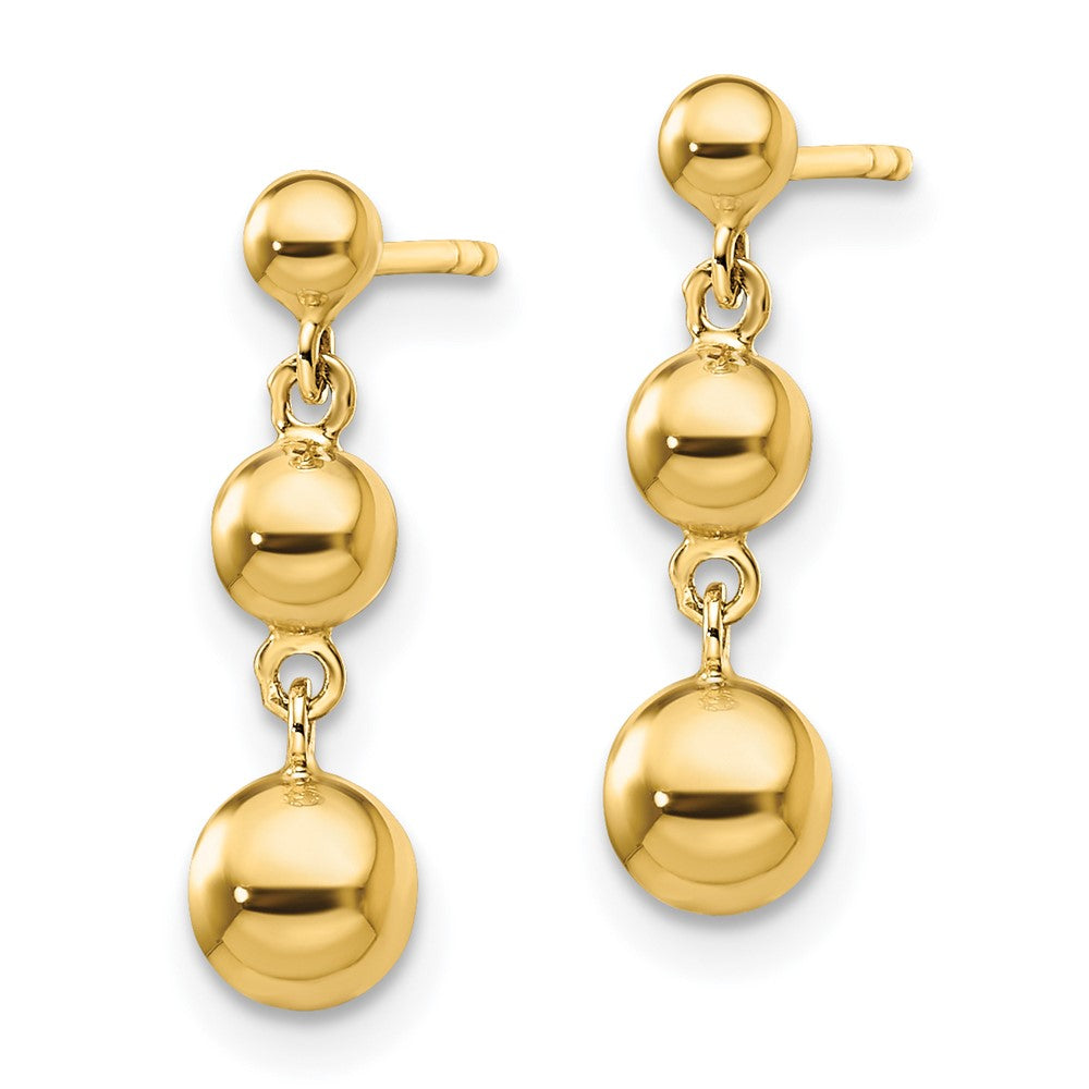 14k Yellow Gold 5 mm Graduated 3 Ball Post Earrings (1.16 grams)