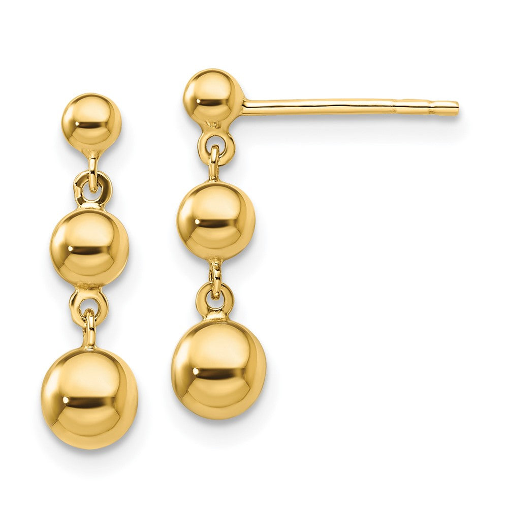 14k Yellow Gold 5 mm Graduated 3 Ball Post Earrings (1.16 grams)