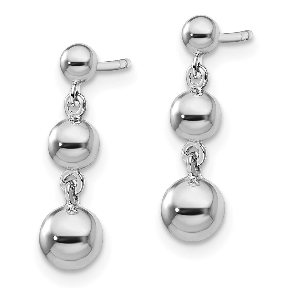 14k White Gold 5 mm Graduated 3 Ball Post Earrings (1.16 grams)