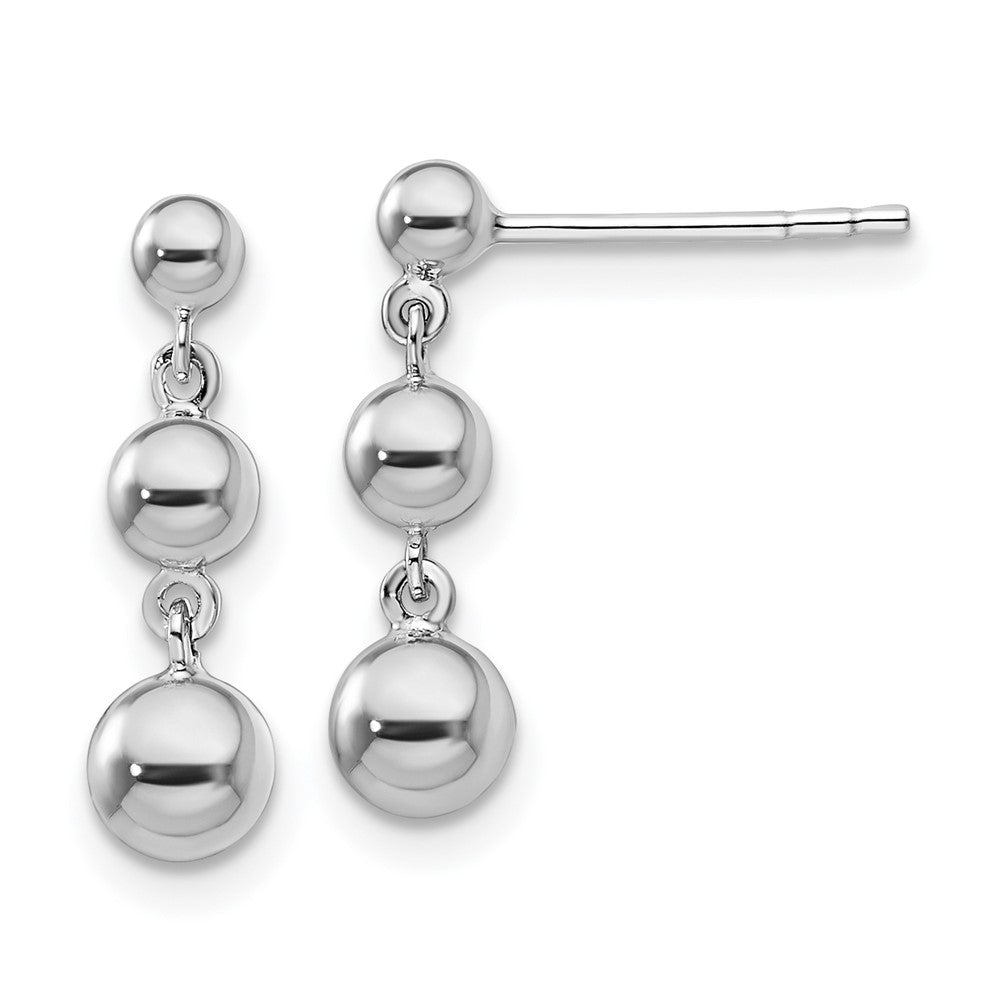 14k White Gold 5 mm Graduated 3 Ball Post Earrings (1.16 grams)