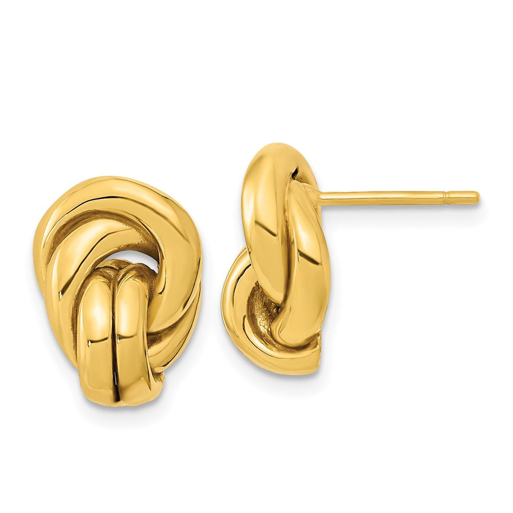 14k Yellow Gold 10.6 mm Polished Love Knot Hollow Post Earrings (2.55 grams)