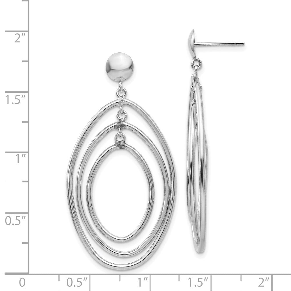 14k White Gold 24 mm Oval Circle Dangle Post Earrings (3.84 grams)