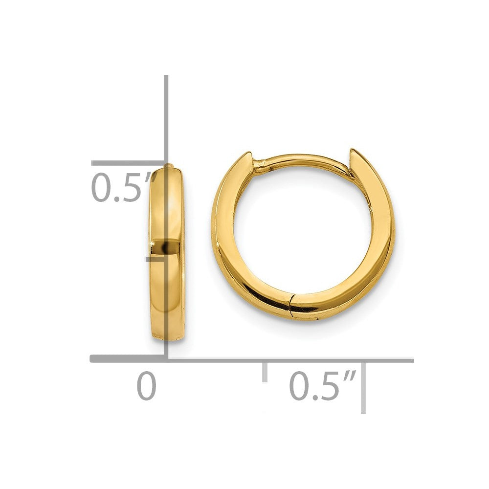 14k Yellow Gold 2.5 mm Round Hinged Hoop Earrings (1.14 grams)