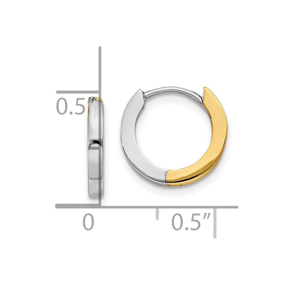14k Two-tone 2 mm Round Hinged Hoop Earrings (1.4 grams)
