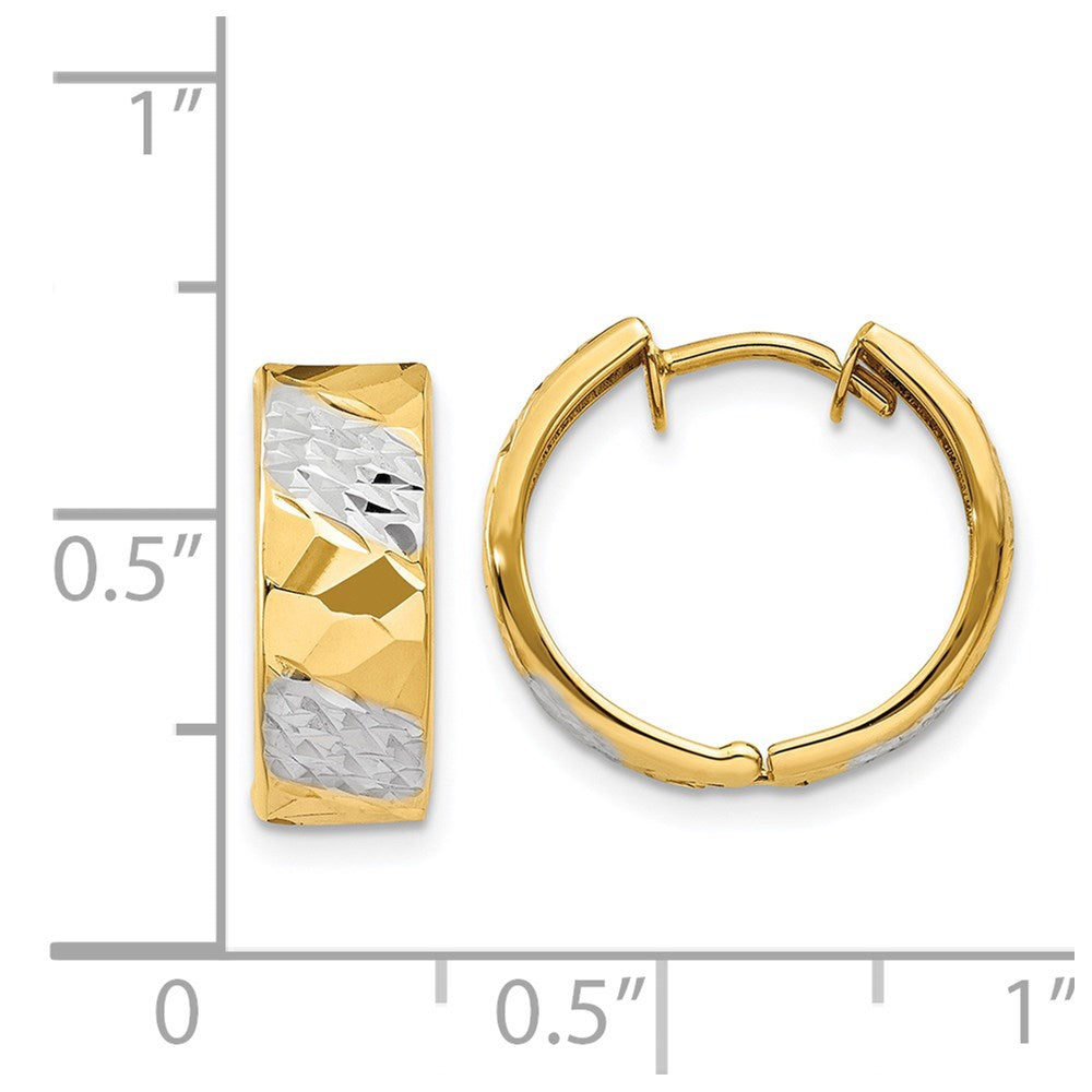 14k Yellow & Rhodium 5.5 mm  Hoop Earrings (2.11 grams)