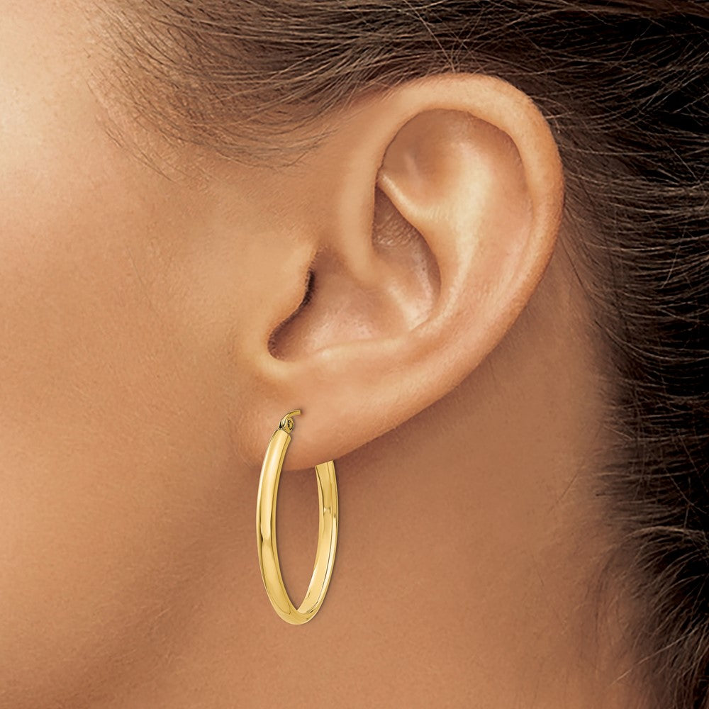 14k Yellow Gold 21.5 mm Oval Hoop Earrings (1.46 grams)