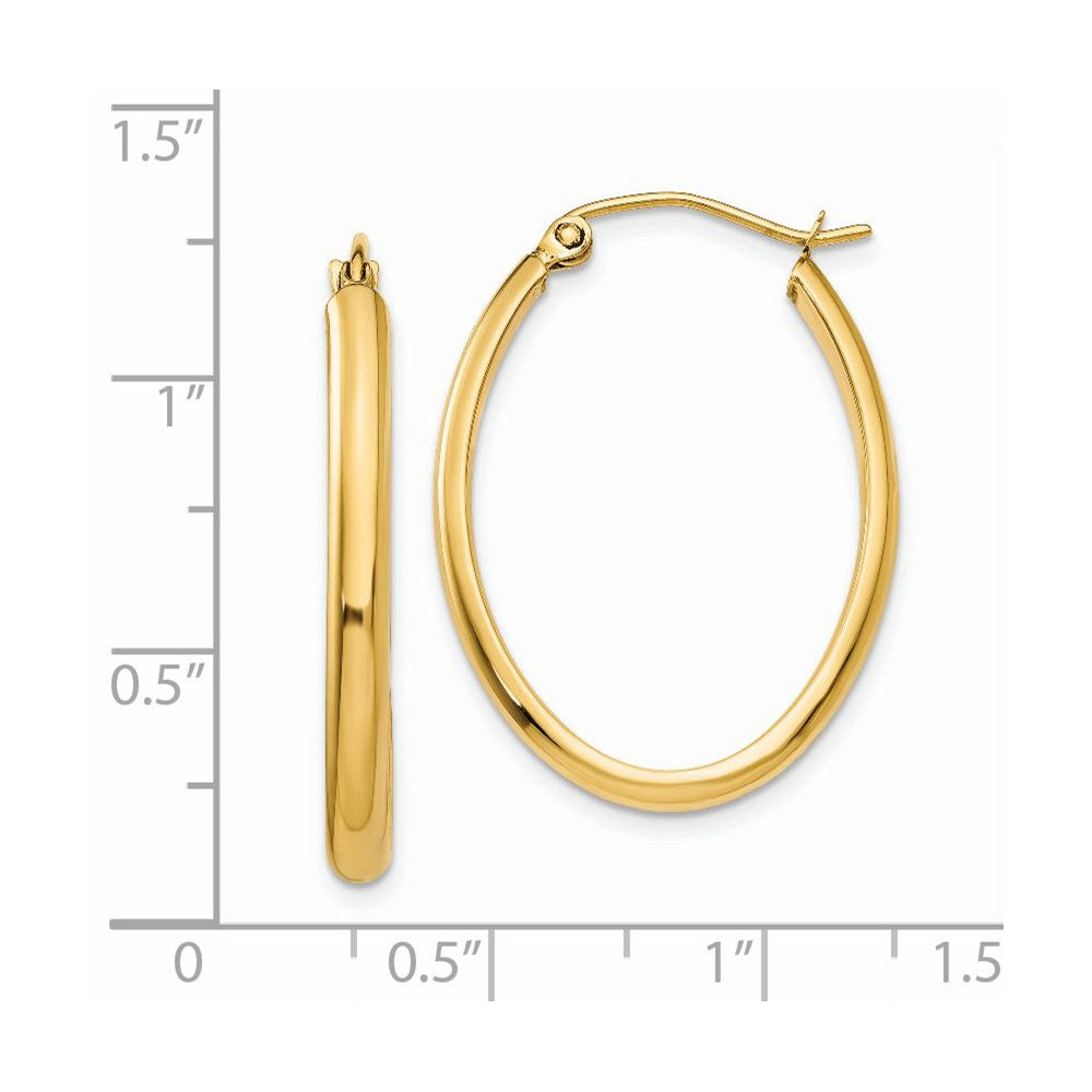 14k Yellow Gold 21.5 mm Oval Hoop Earrings (1.46 grams)