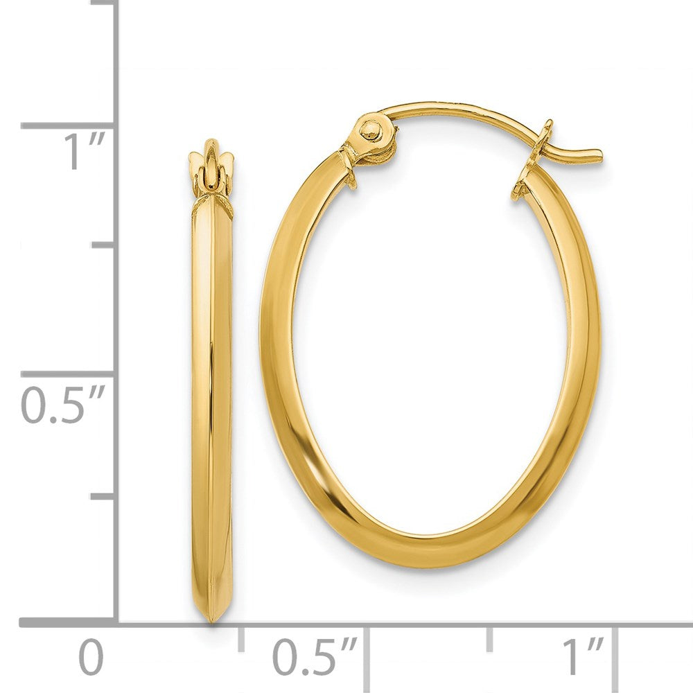 14k Yellow Gold 17 mm Oval Hoop Earrings (1.47 grams)