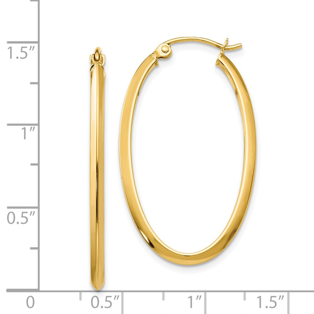 14k Yellow Gold 21 mm Oval Hoop Earrings (2.06 grams)
