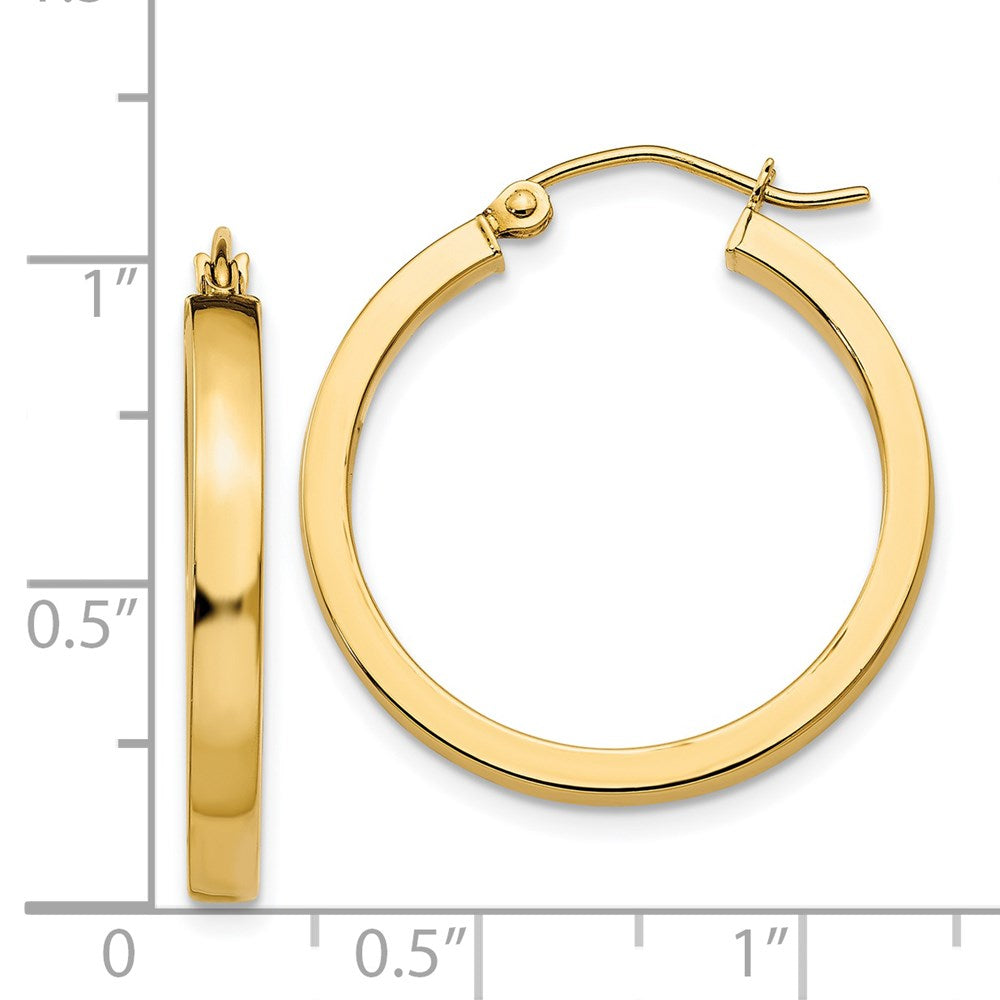 14k Yellow Gold 3 mm Square Tube Hoops (2.06 grams)