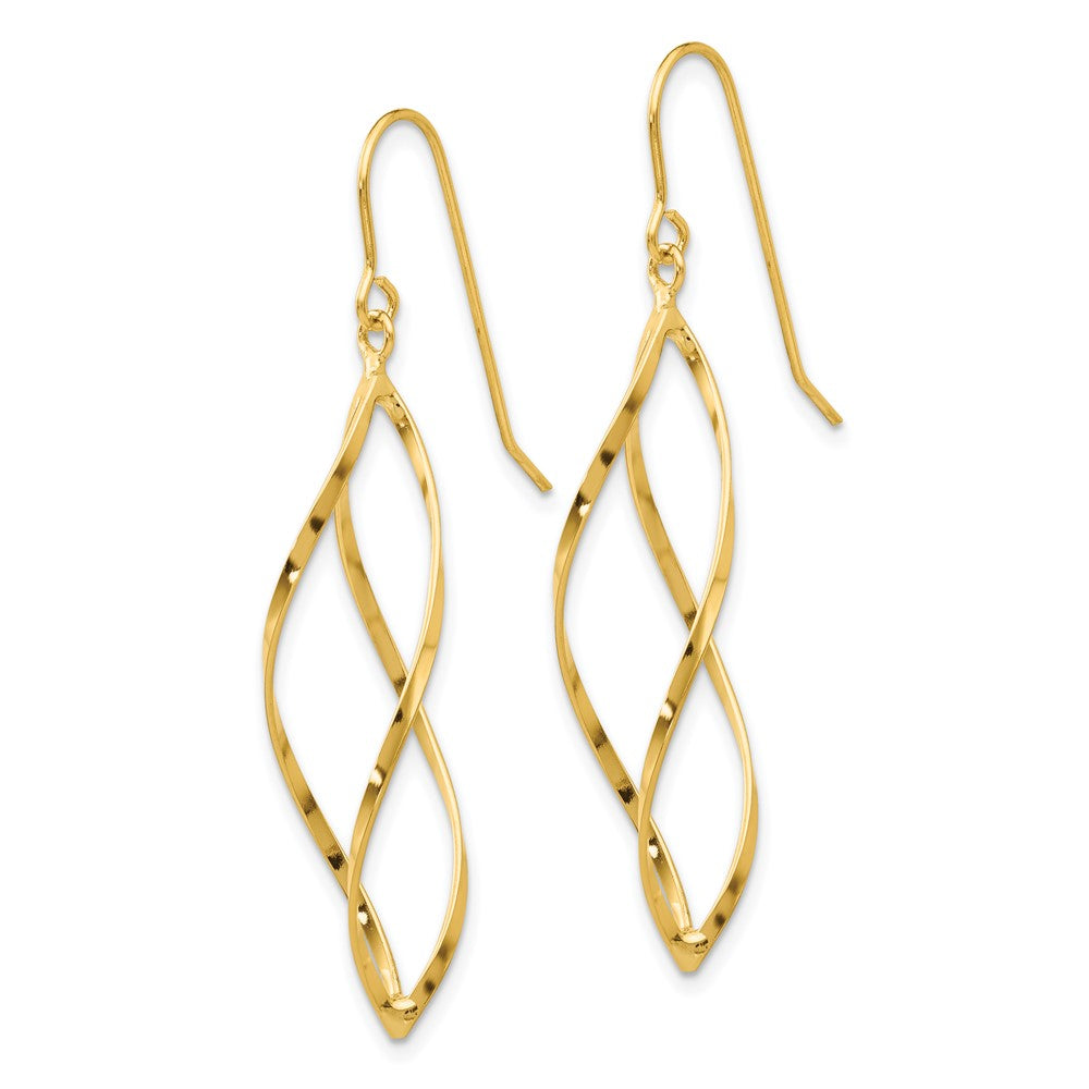 14k Yellow Gold 10 mm Twisted Dangle Earrings (1.57 grams)