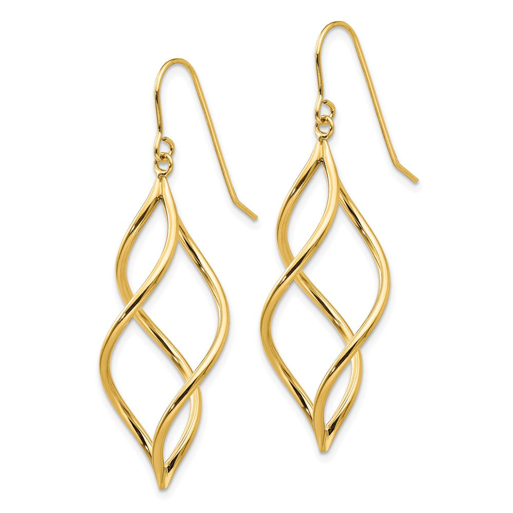 14k Yellow Gold 12 mm Twisted Dangle Earrings (2.07 grams)