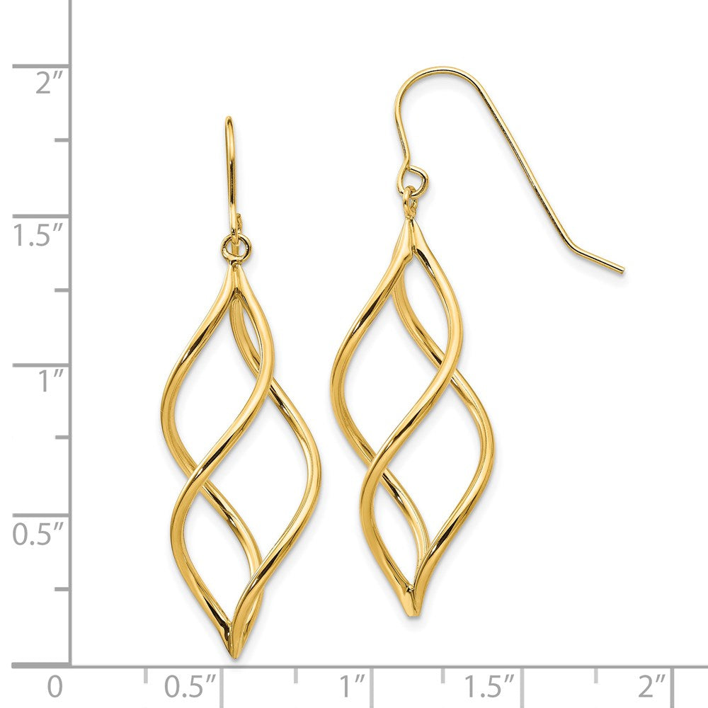 14k Yellow Gold 12 mm Twisted Dangle Earrings (2.07 grams)