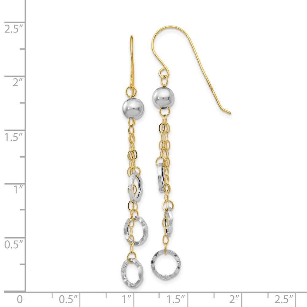 14k Two-tone 7 mm Circle Dangle Earrings (1.15 grams)