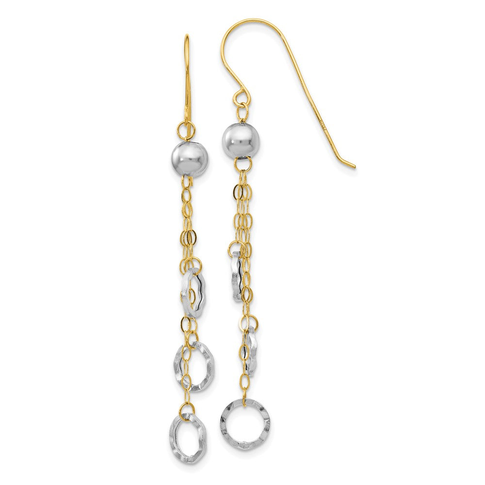 14k Two-tone 7 mm Circle Dangle Earrings (1.15 grams)