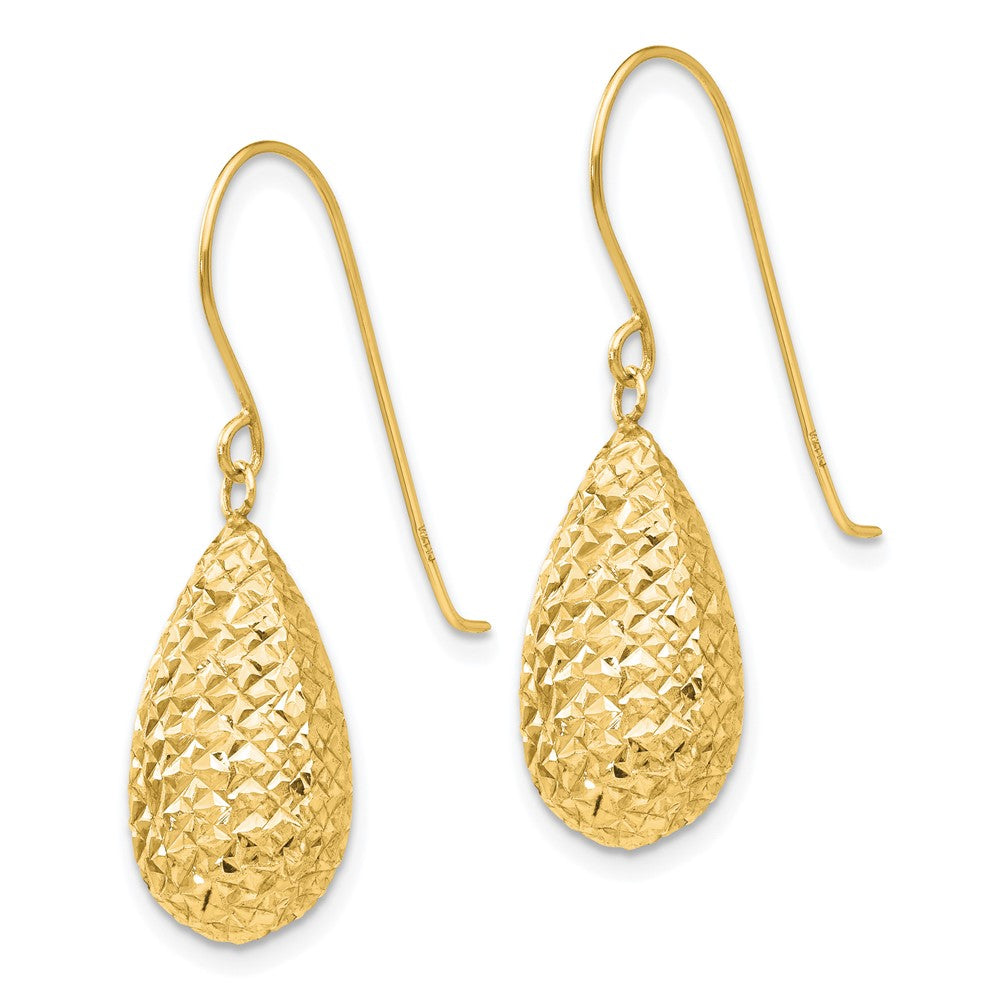 14k Yellow Gold 8 mm Puff Teardrop Earrings (1.22 grams)