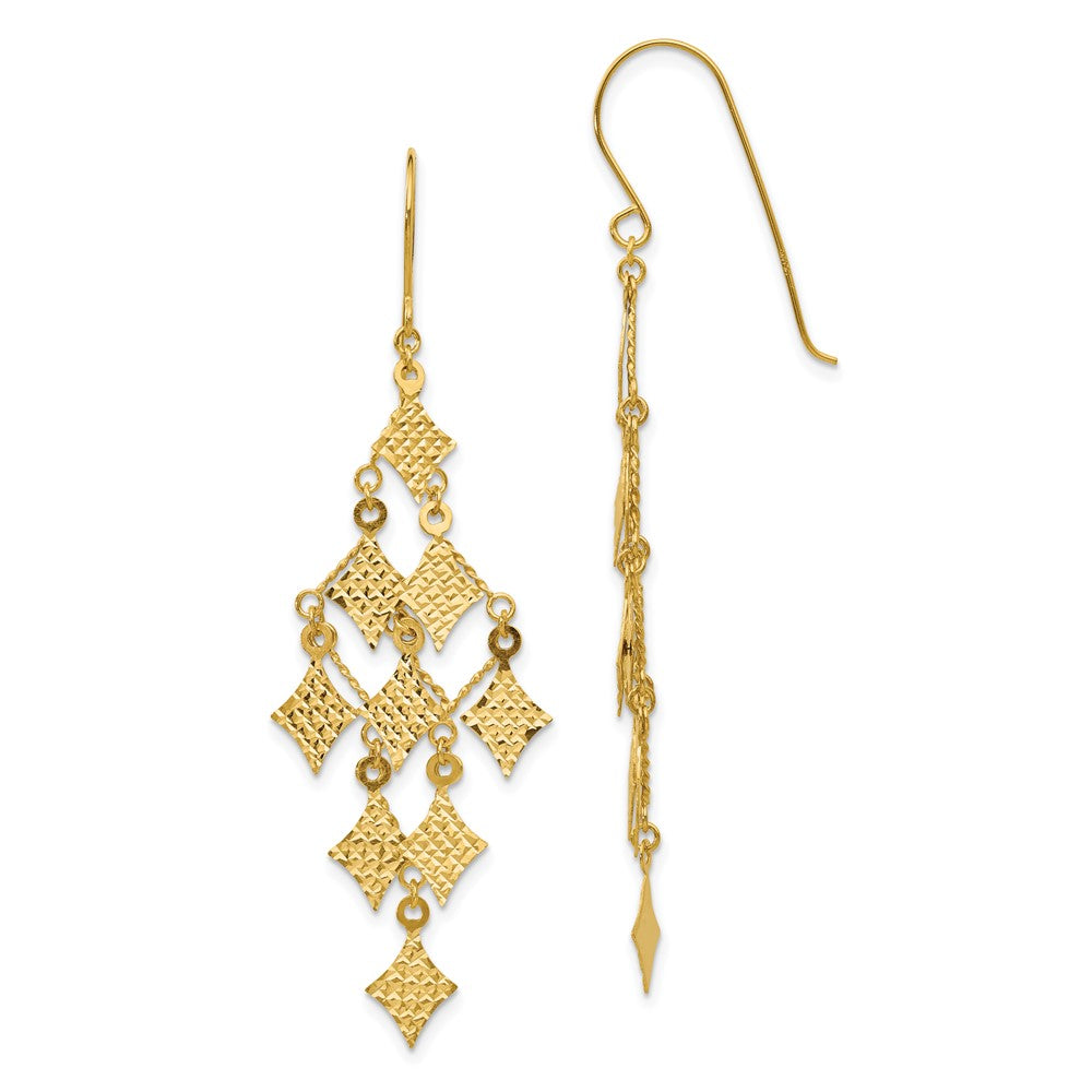 14k Yellow Gold 18 mm Diamond-cut Chandelier Earrings (1.81 grams)