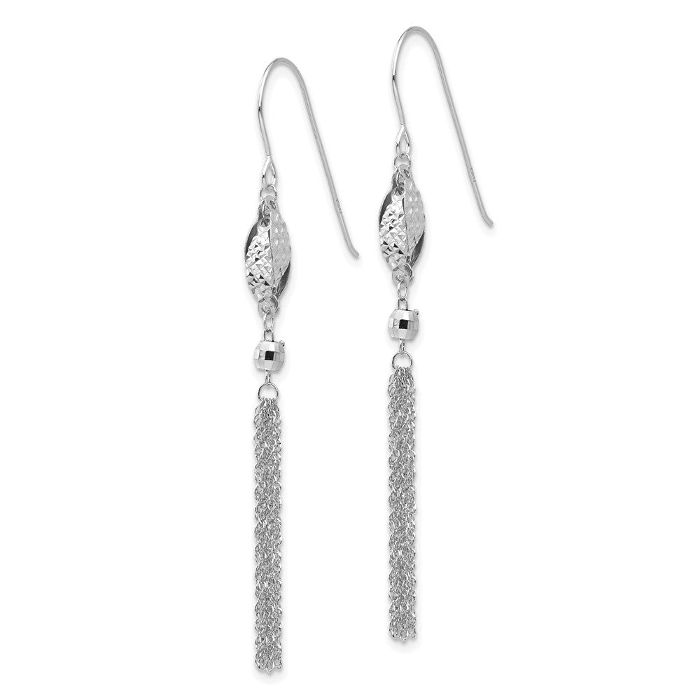 14k White Gold 5 mm Bead and Chain Dangle Earrings (1.08 grams)