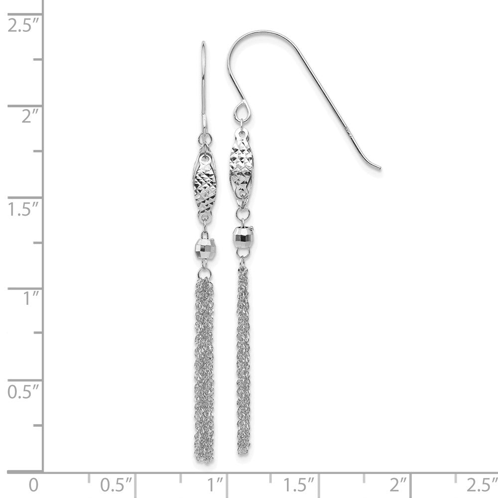 14k White Gold 5 mm Bead and Chain Dangle Earrings (1.08 grams)