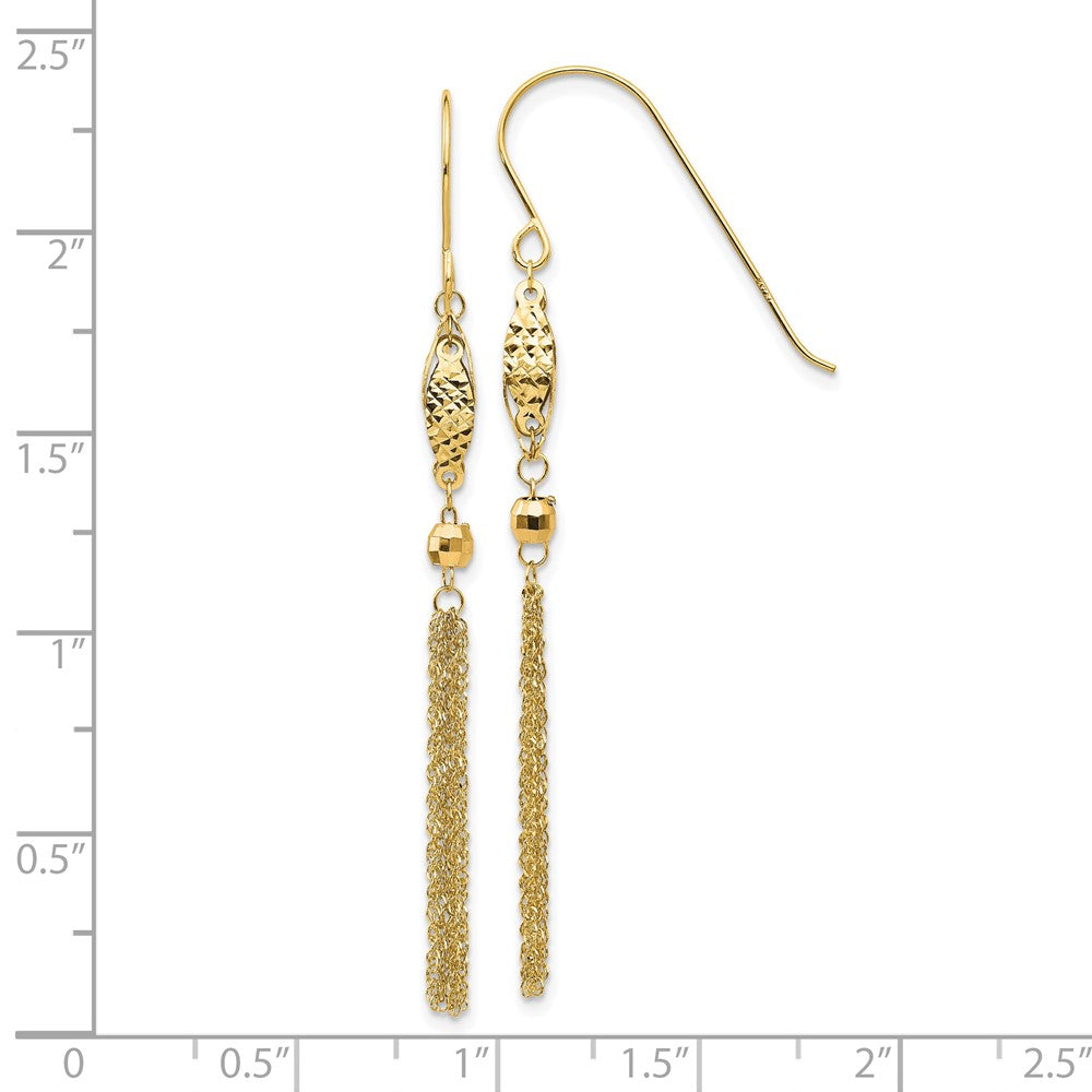 14k Yellow Gold 5 mm Bead and Chain Dangle Earrings (1.07 grams)