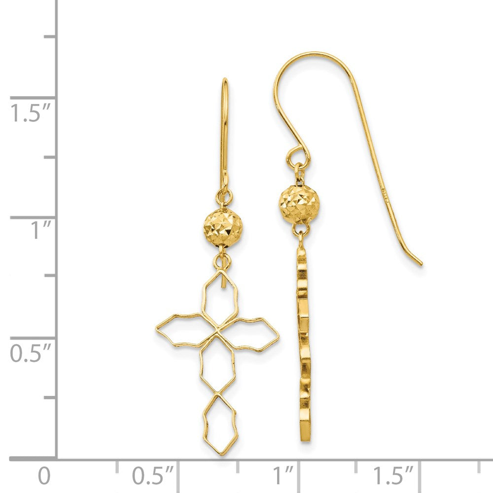 14k Yellow Gold 13 mm Cross Earrings (0.83 grams)