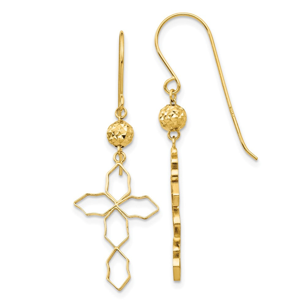 14k Yellow Gold 13 mm Cross Earrings (0.83 grams)