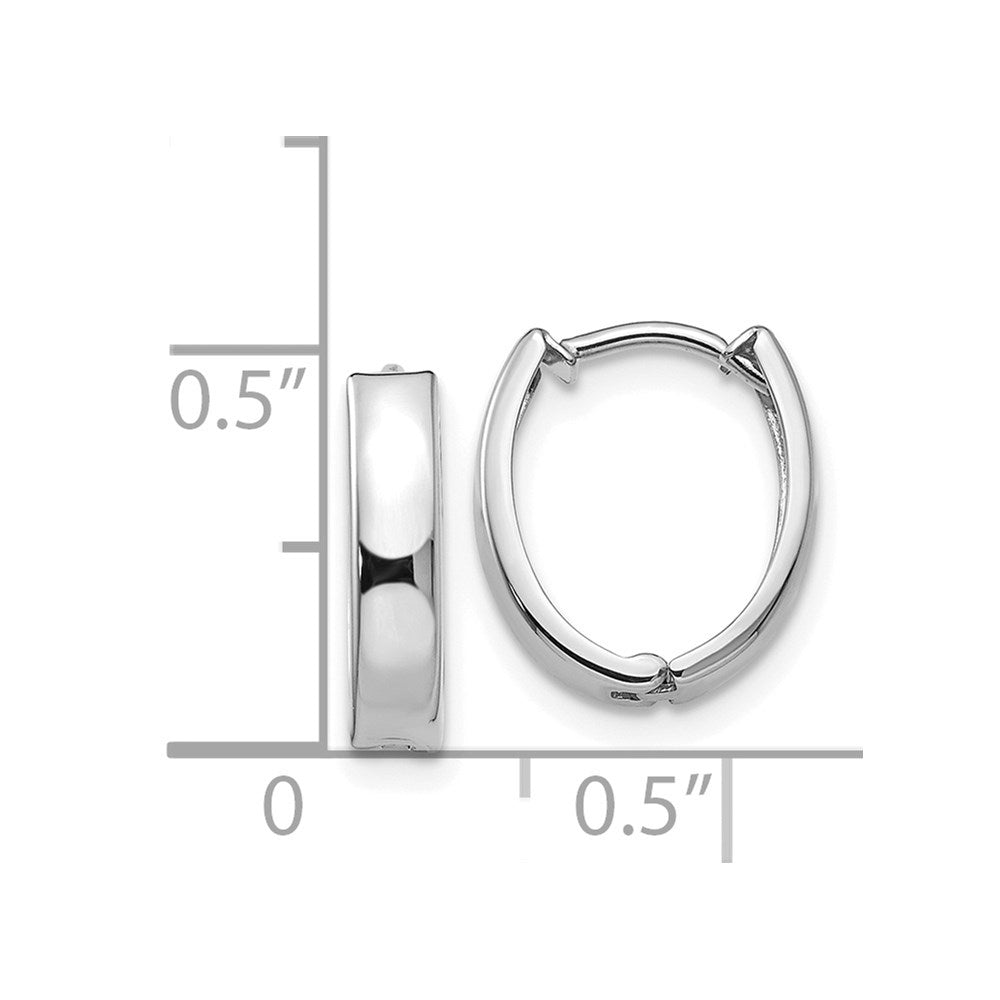 14k White Gold 10 mm Polished Hinged Hoop Earrings (1.09 grams)