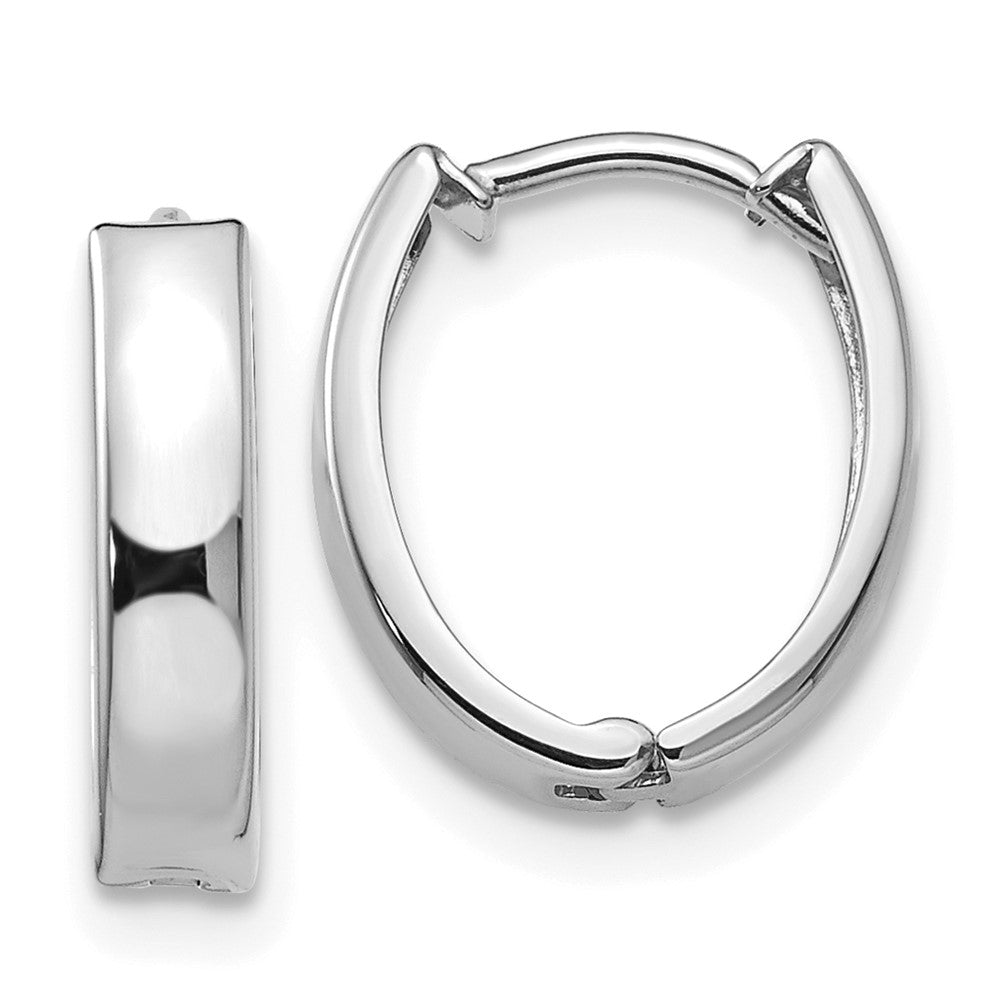 14k White Gold 10 mm Polished Hinged Hoop Earrings (1.09 grams)