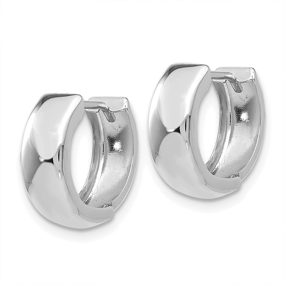 14k White Gold 12 mm Polished Hinged Hoop Earrings (1.16 grams)