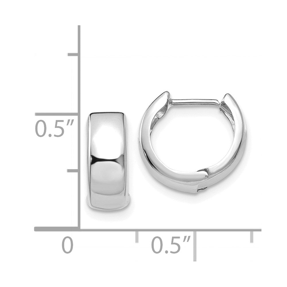 14k White Gold 12 mm Polished Hinged Hoop Earrings (1.16 grams)