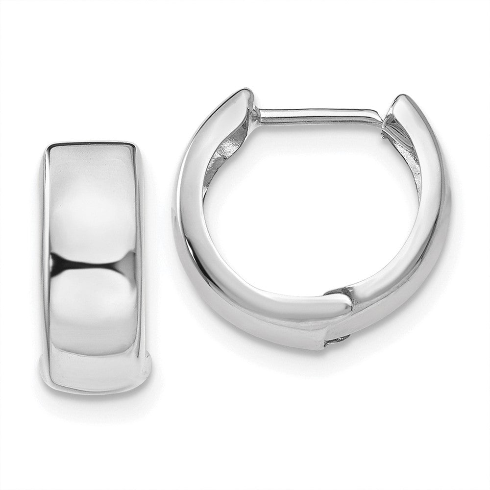 14k White Gold 12 mm Polished Hinged Hoop Earrings (1.16 grams)