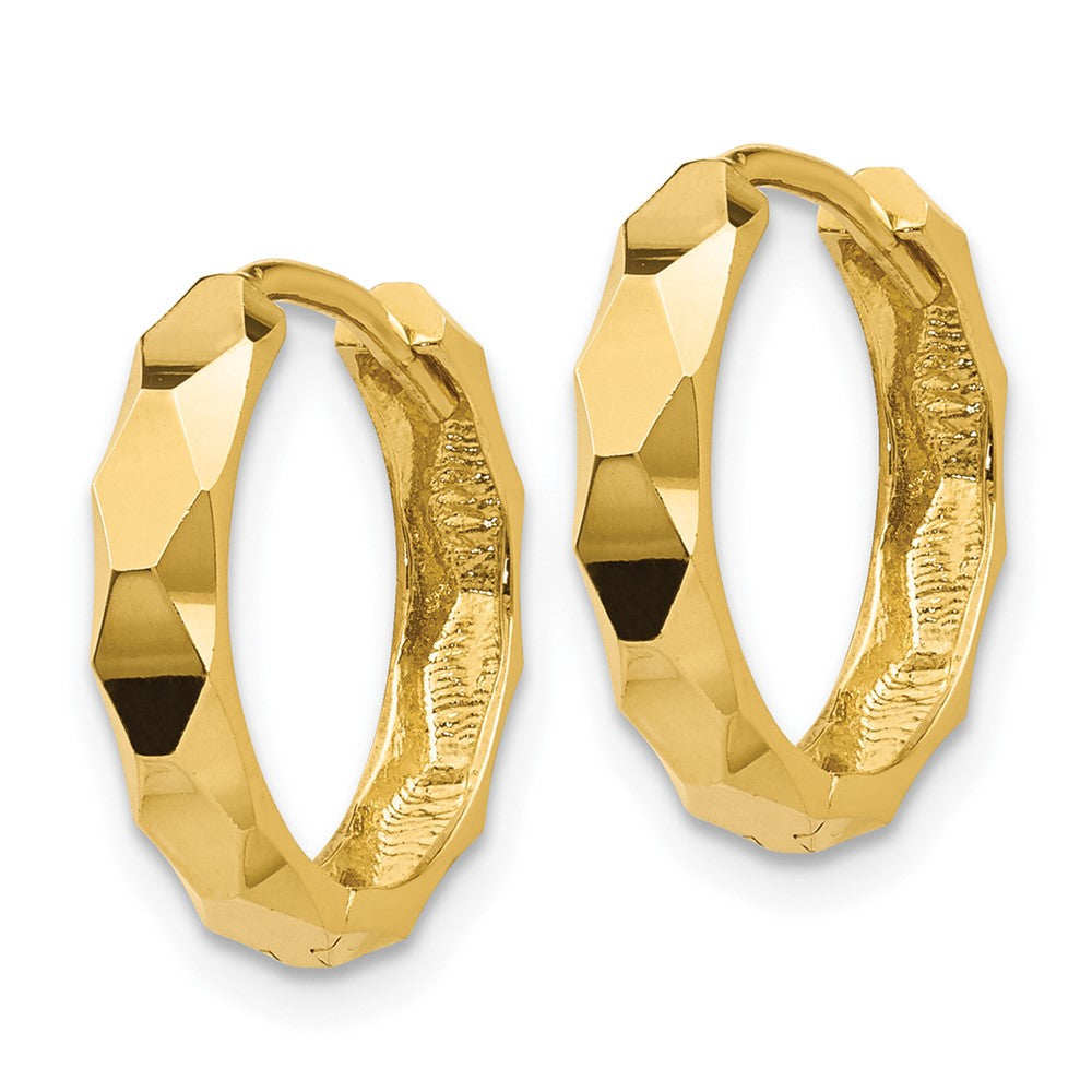 14k Yellow Gold 14 mm Diamond-cut Hoop Earrings (1.58 grams)