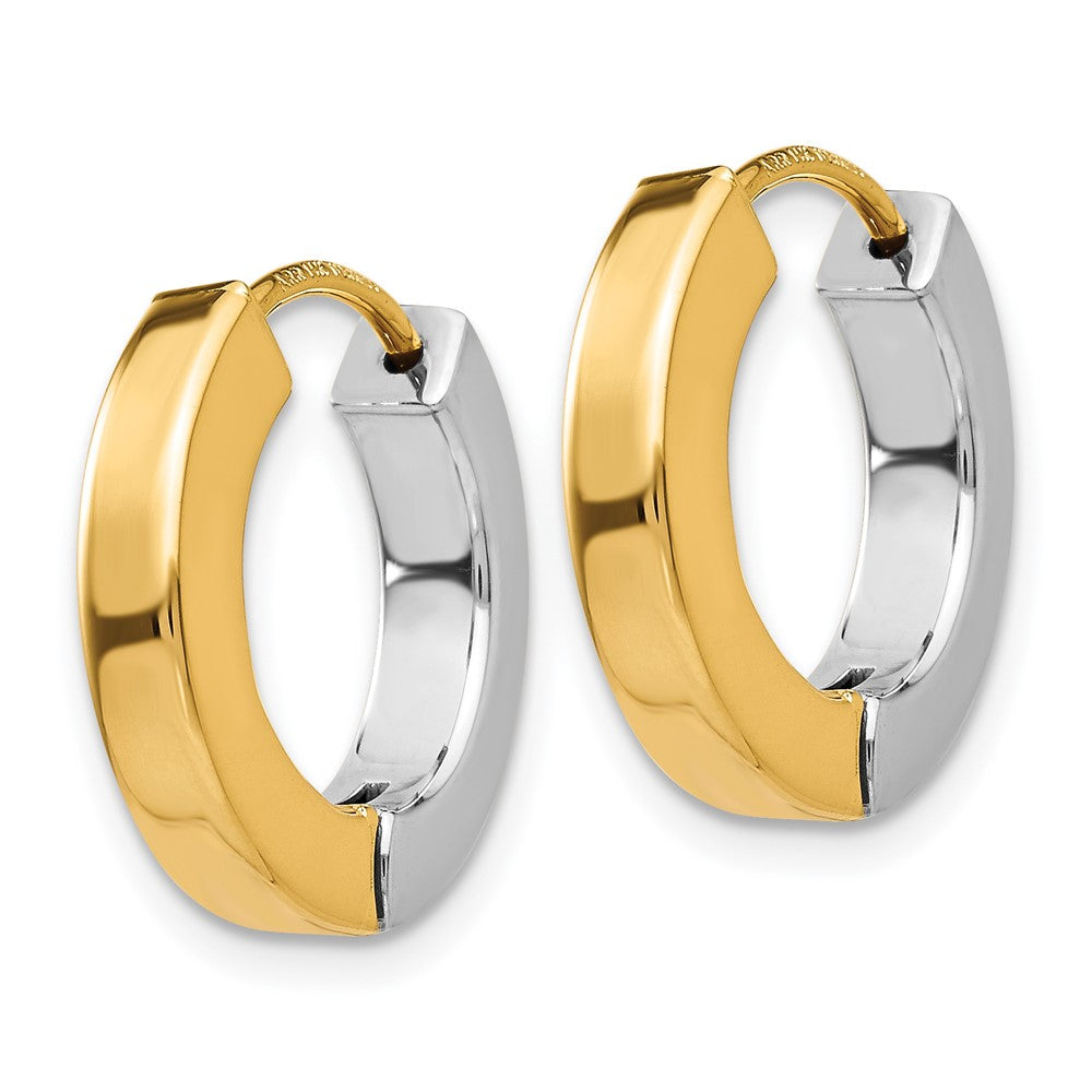 14k Two-tone 16 mm Gold Polished Hollow Hinged Hoop Earrings (2.13 grams)