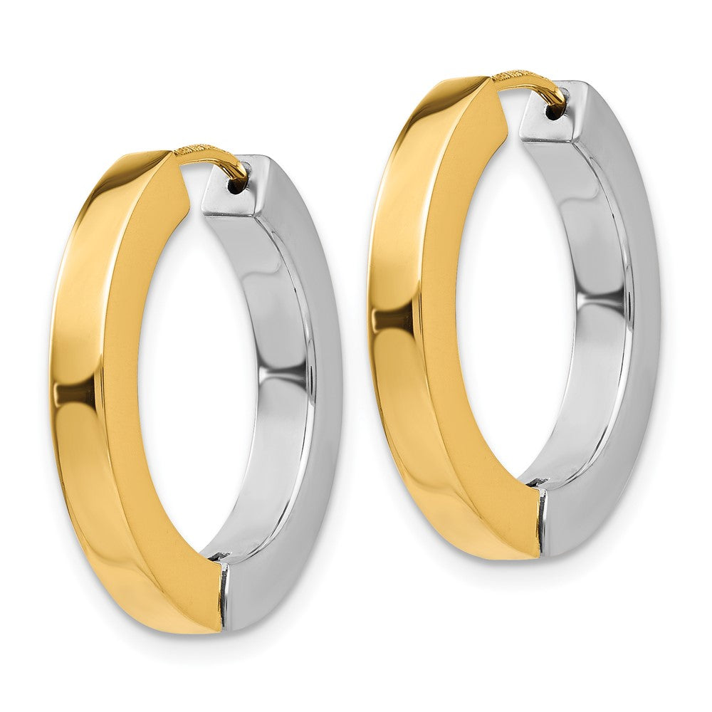 14k Two-tone 21 mm Gold Polished Hollow Hinged Hoop Earrings (2.74 grams)