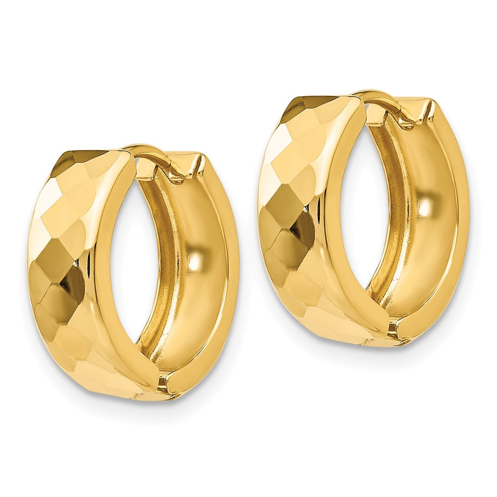 14k Yellow Gold 14 mm Textured Hinged Hoop Earrings (1.85 grams)