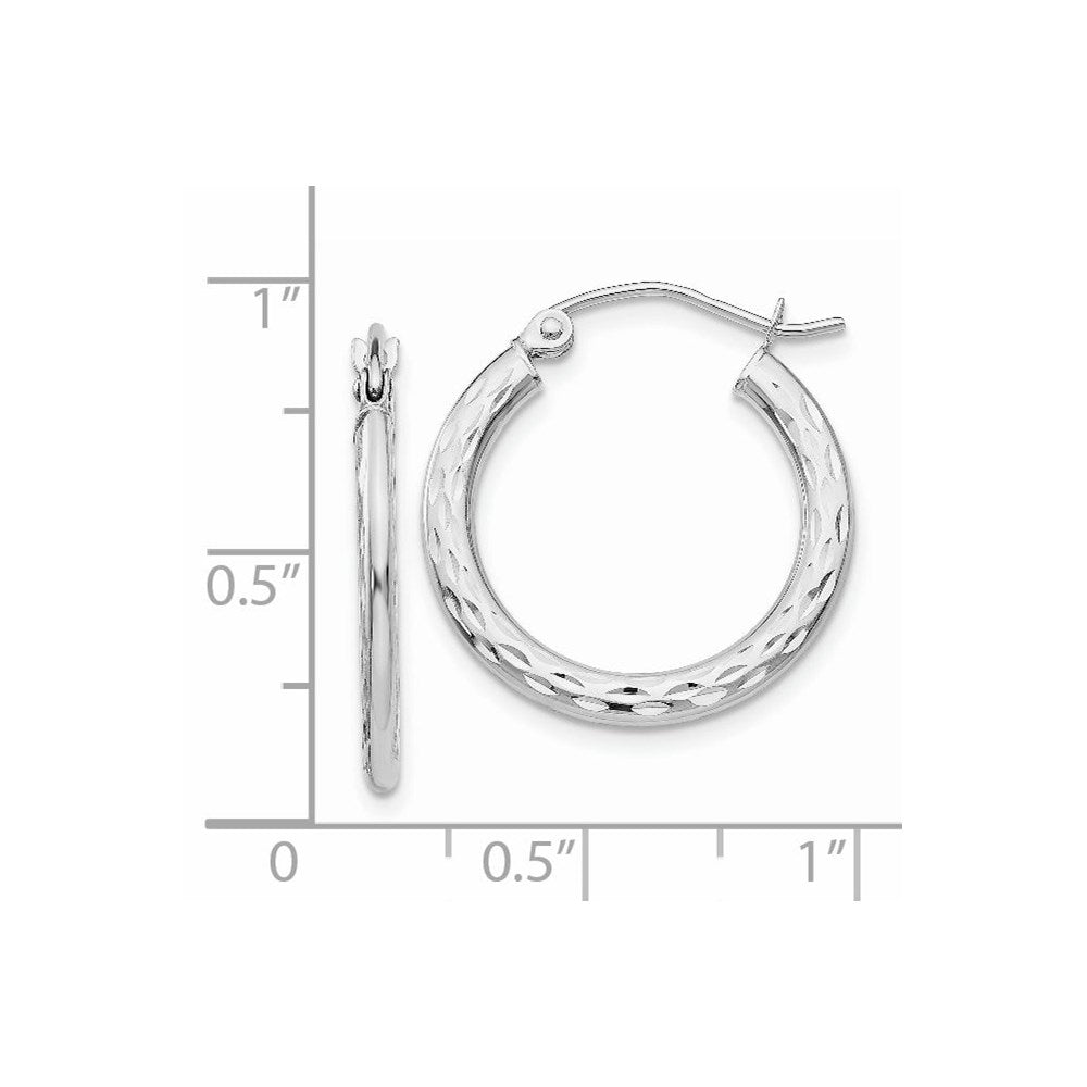 14k White Gold 21 mm Hollow Hoop Earrings (1.03 grams)