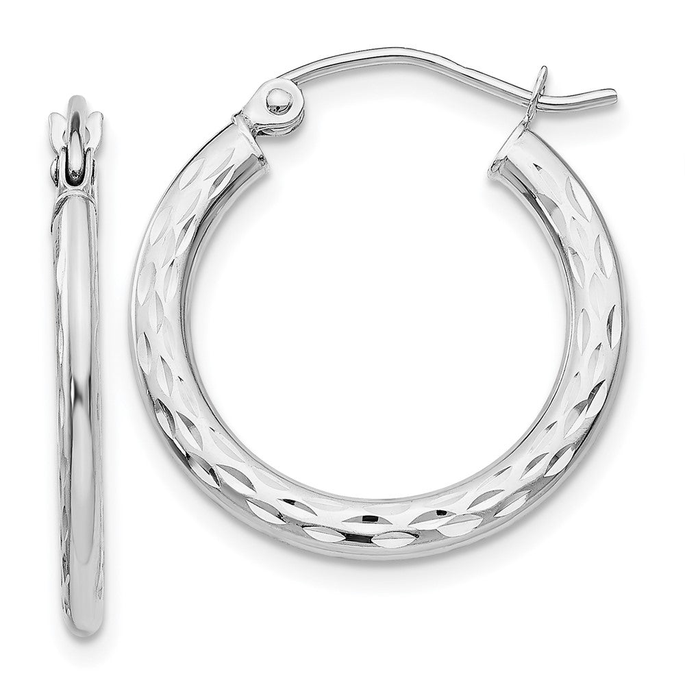 14k White Gold 21 mm Hollow Hoop Earrings (1.03 grams)