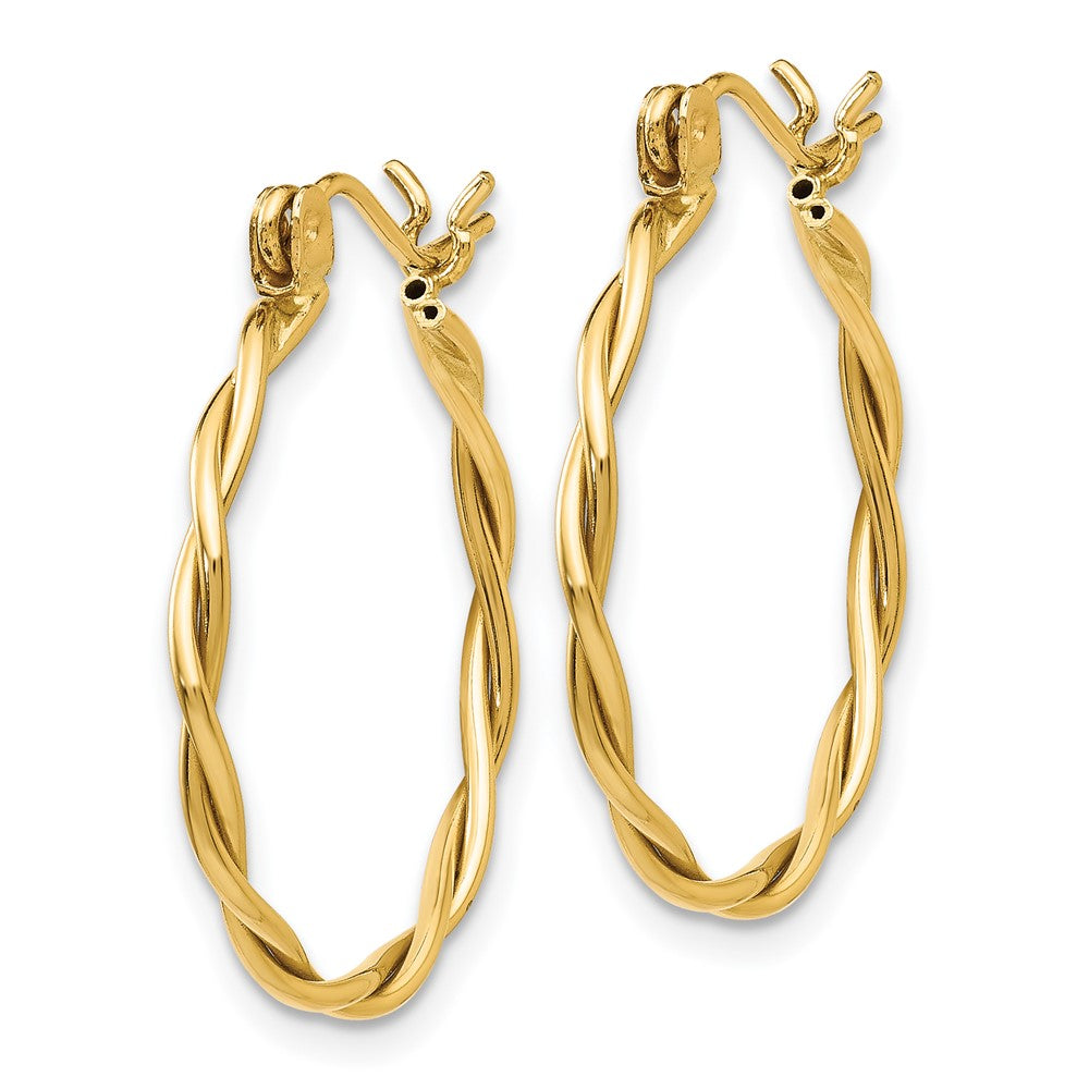 14k Yellow Gold 21 mm Polished Twisted Circle Hoop Earrings (1.23 grams)