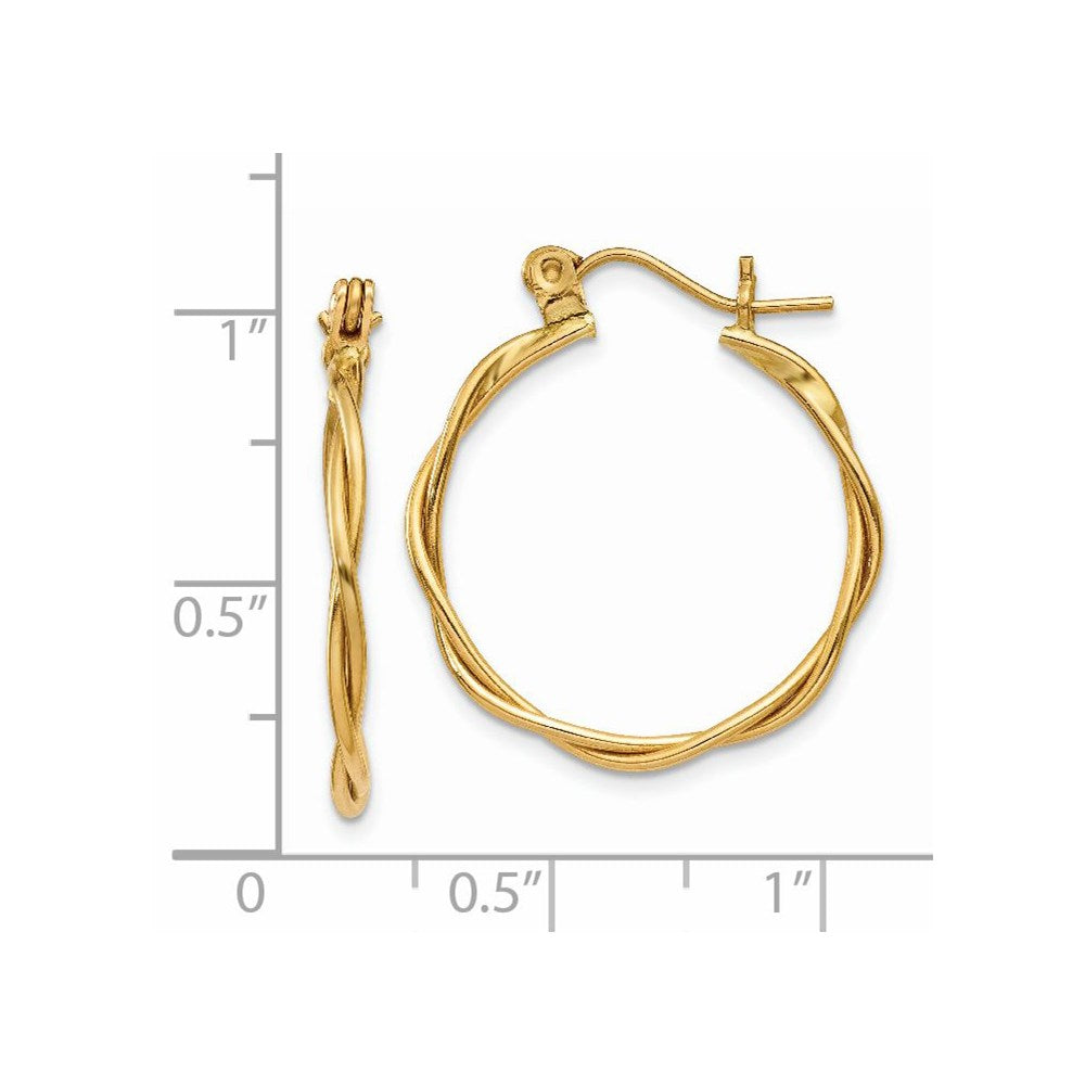 14k Yellow Gold 21 mm Polished Twisted Circle Hoop Earrings (1.23 grams)