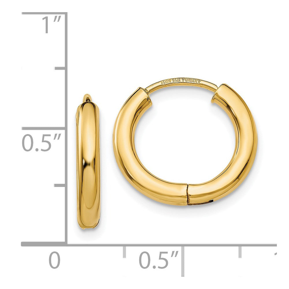 14k Yellow Gold 15 mm Polished Hollow Hoop Earrings (1.44 grams)