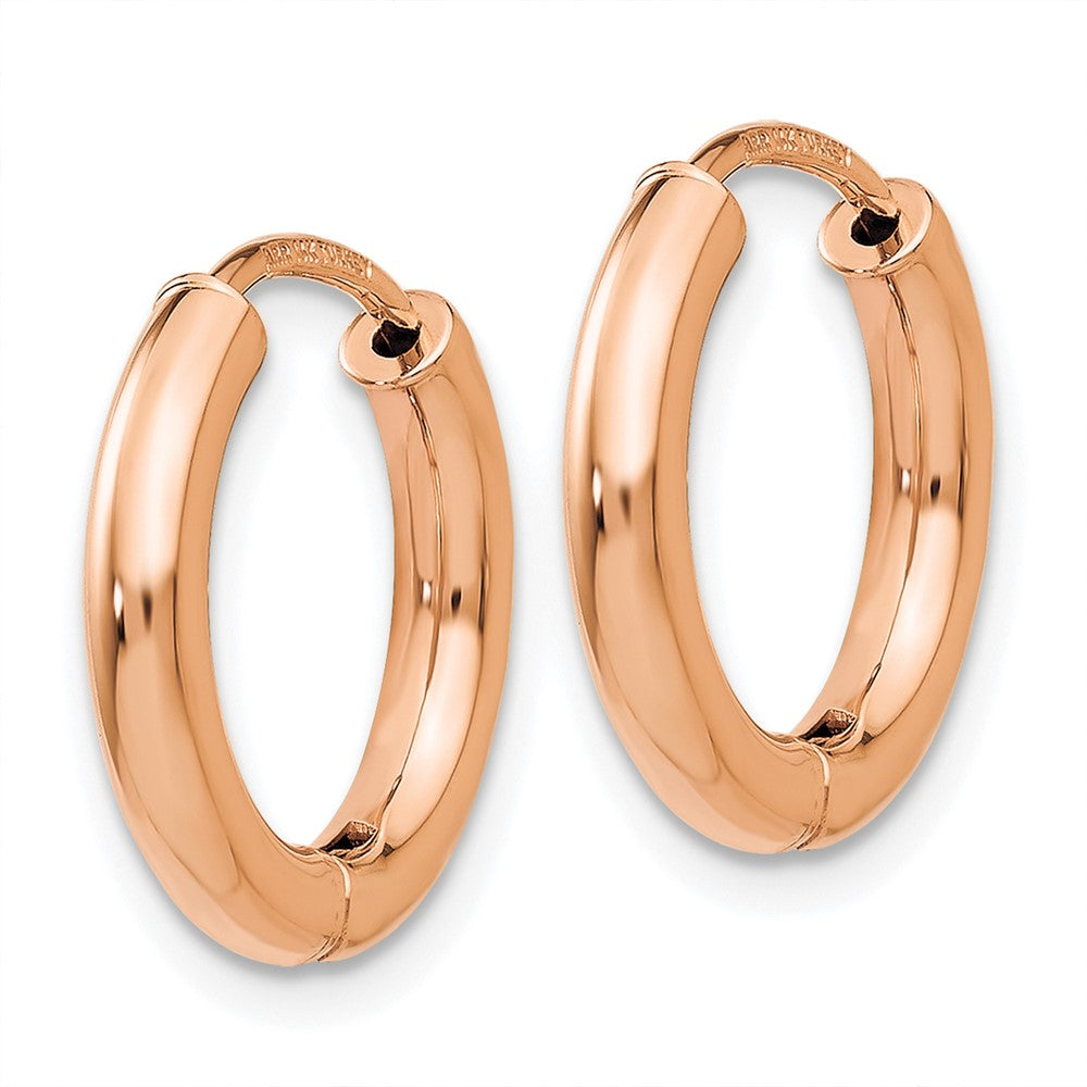14k Rose Gold 15 mm Rose Gold Polished Hollow Hinged Hoop Earrings (1.39 grams)